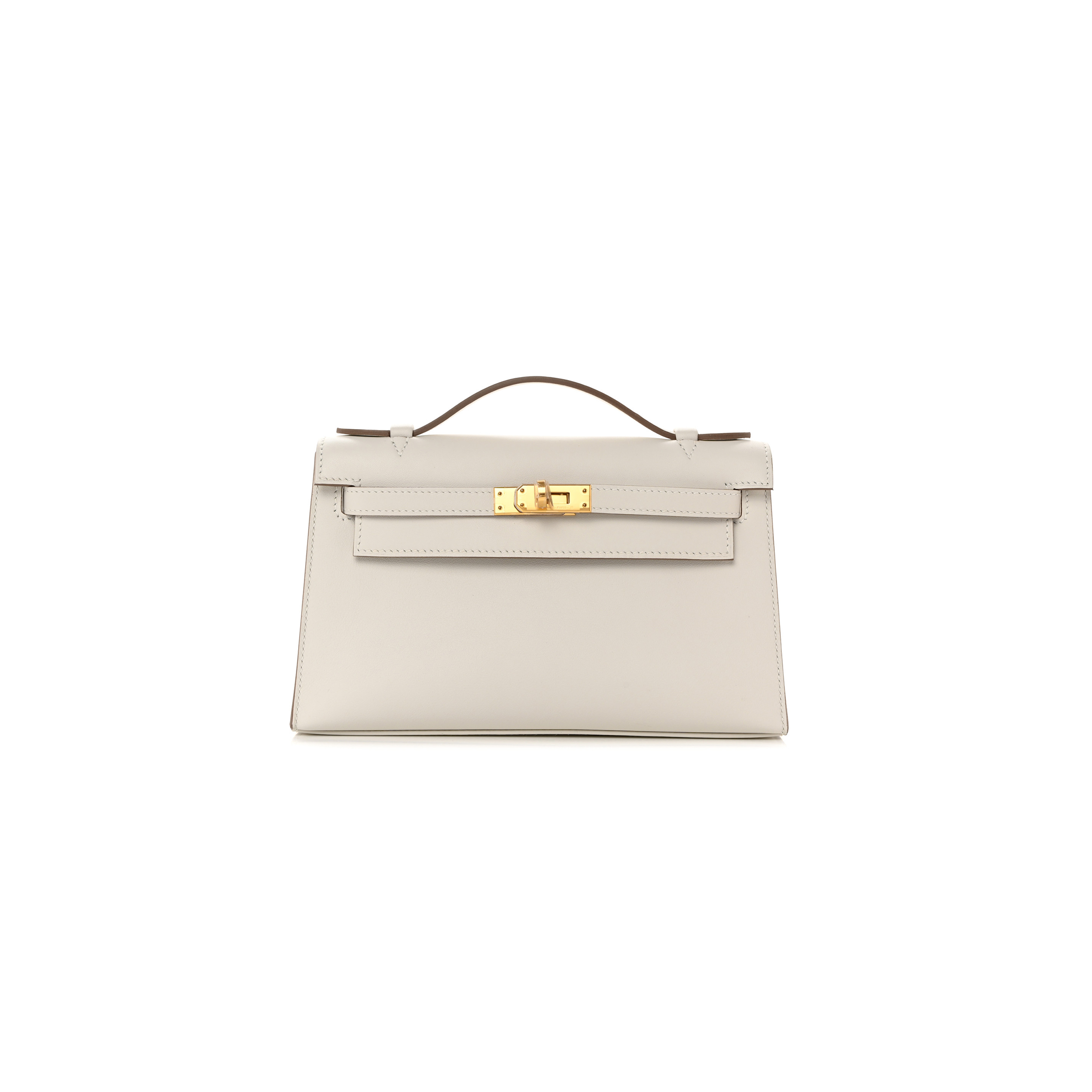 H**mes swift kelly pochette clutch milkshake white gold buckle(22*14*7cm)